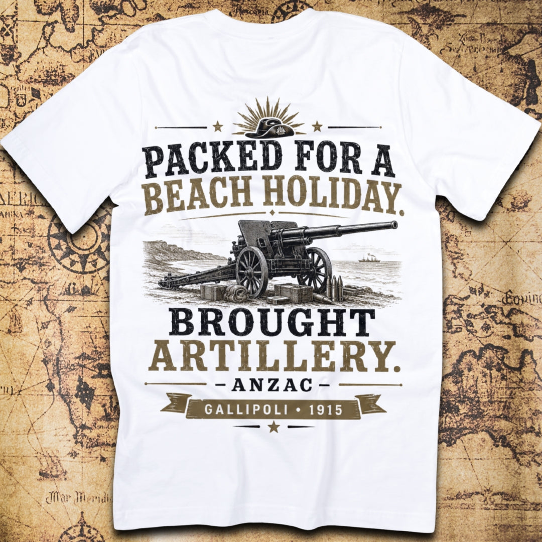 Packed For A Beach Holiday, Brought Artillery T-Shirt