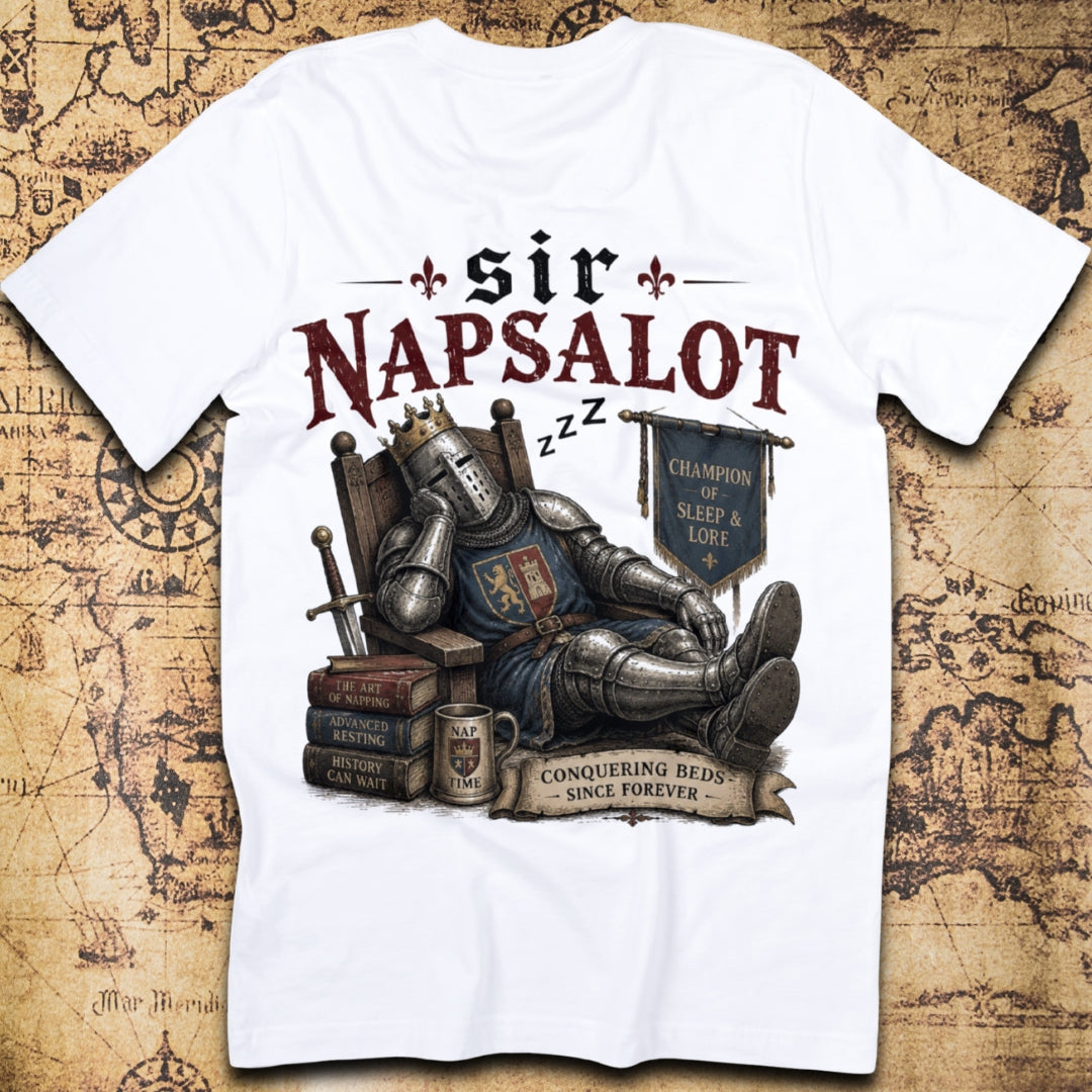 Sir Napsalot – Champion of Sleep & Lore T-Shirt