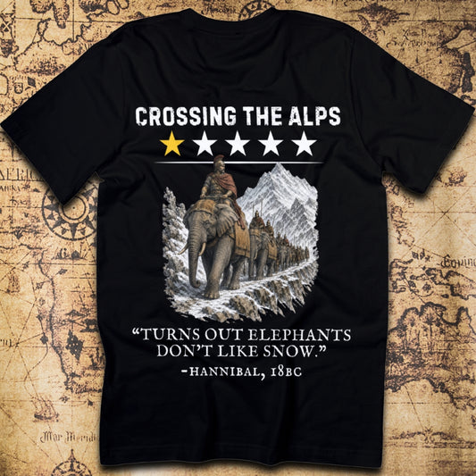 Crossing the Alps One-Star Review – “Elephants Don’t Like Snow” T-Shirt