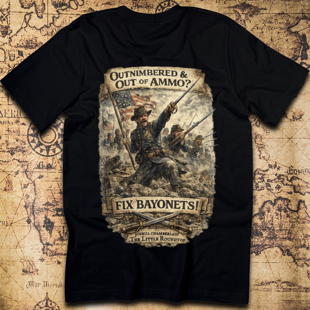 Fix Bayonets! Joshua Chamberlain Little Round Top Civil War T-Shirt